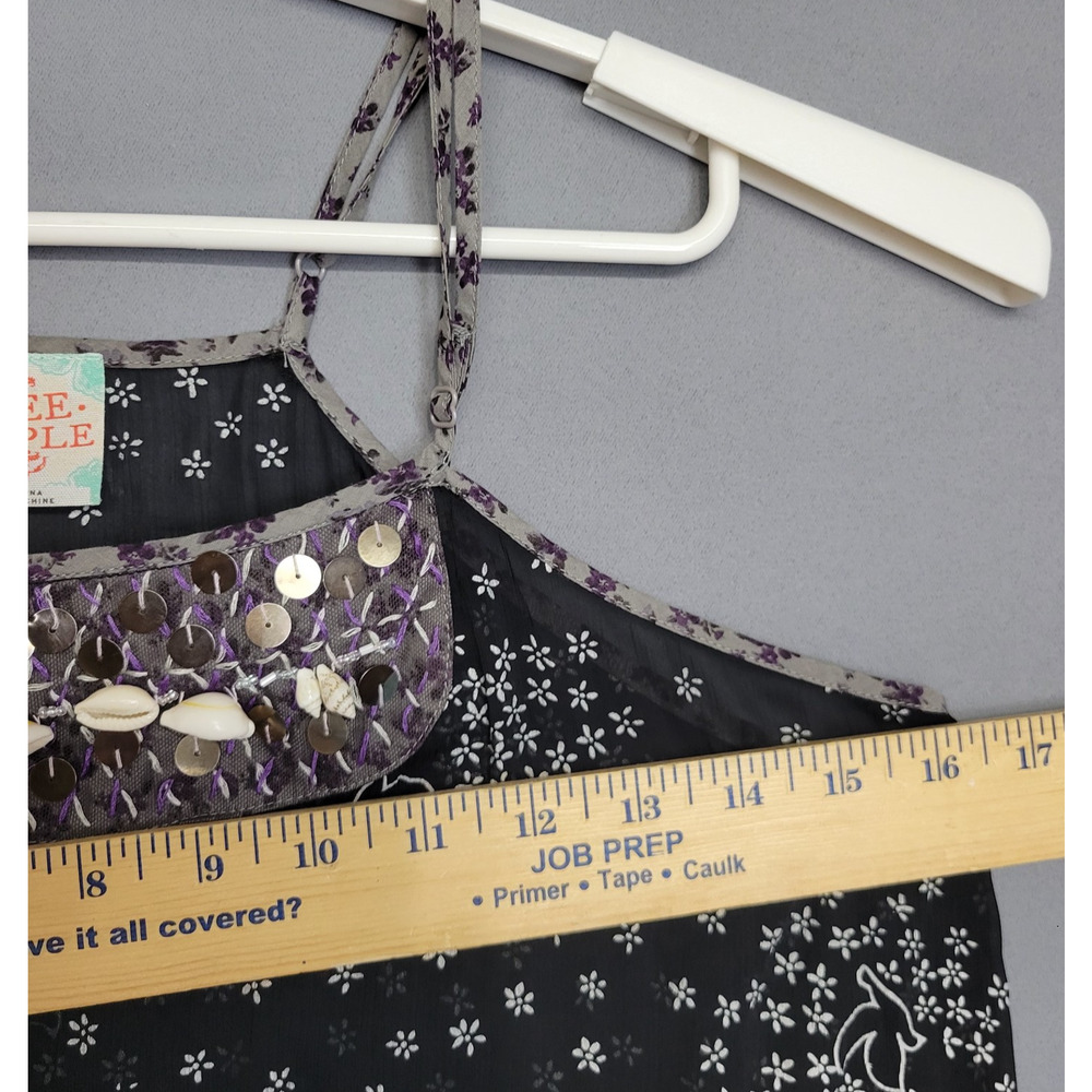 Free People Halter Boho Top Womens S Black Lucy Loves Charlie Black Embellished - Picture 8 of 13